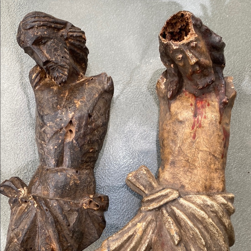 Antique Jesus Rustic Brown Wooden Art Sculpture , 1700’s 1800’s corpus